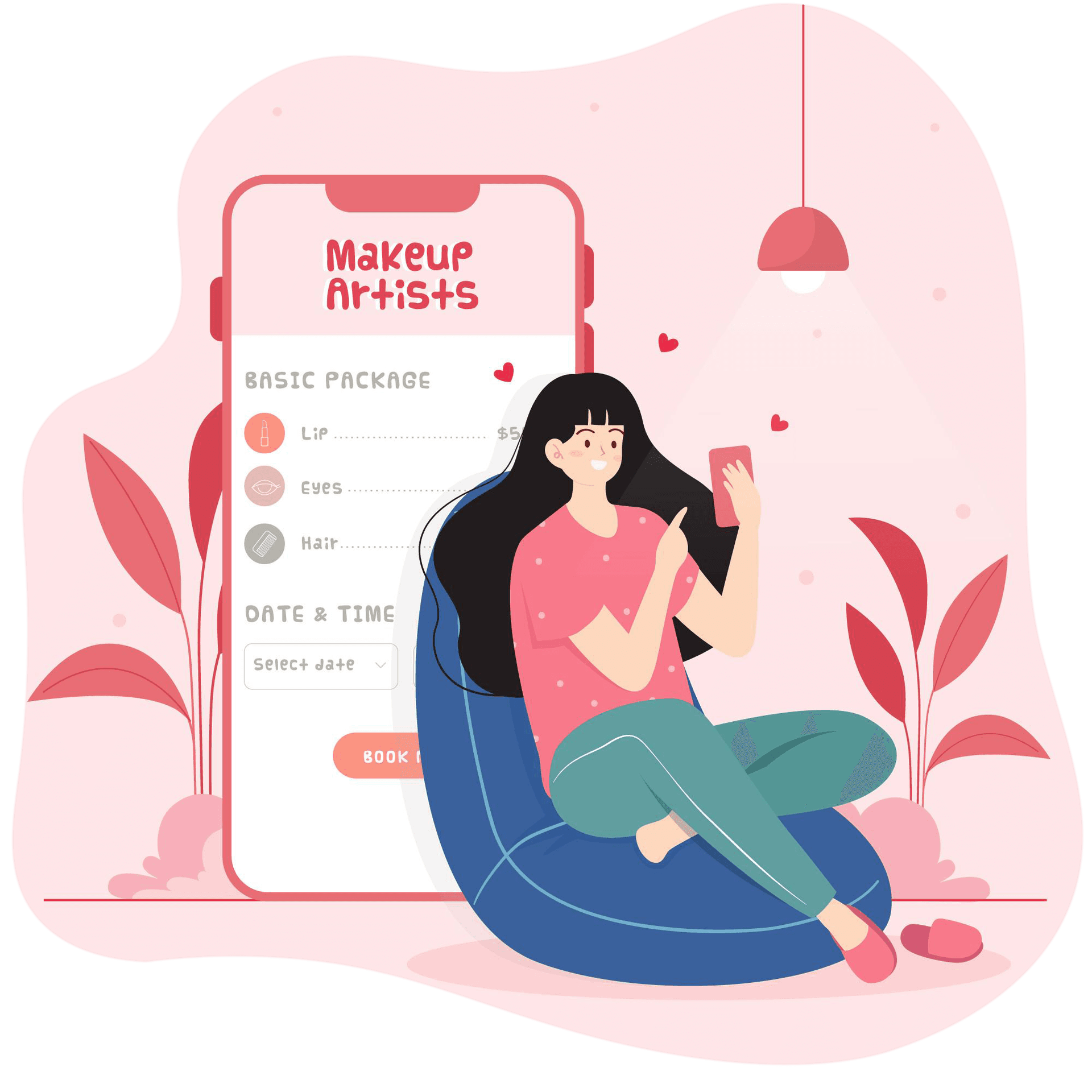 Girl is making online reservations